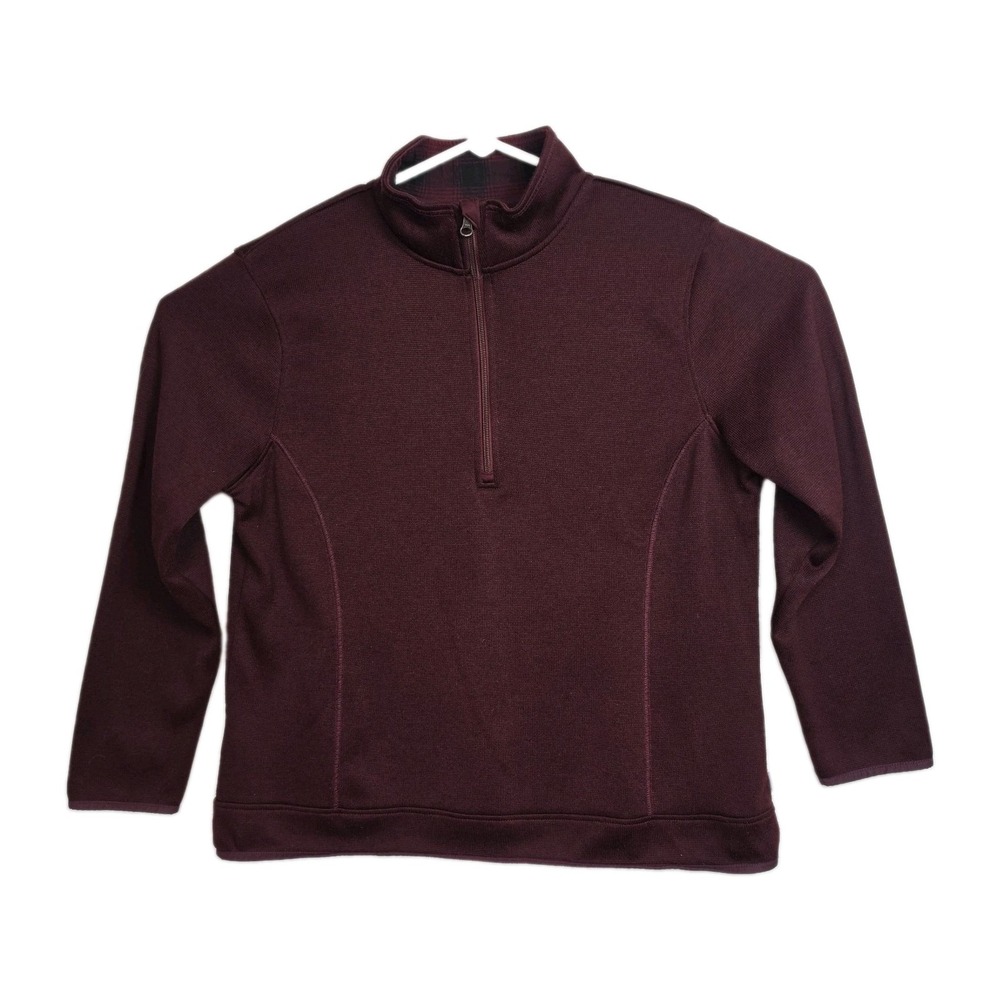 Eddie Bauer 1/4-Zip Sweater Women's Size 2XL Burgundy Red Long Sleeves High Neck